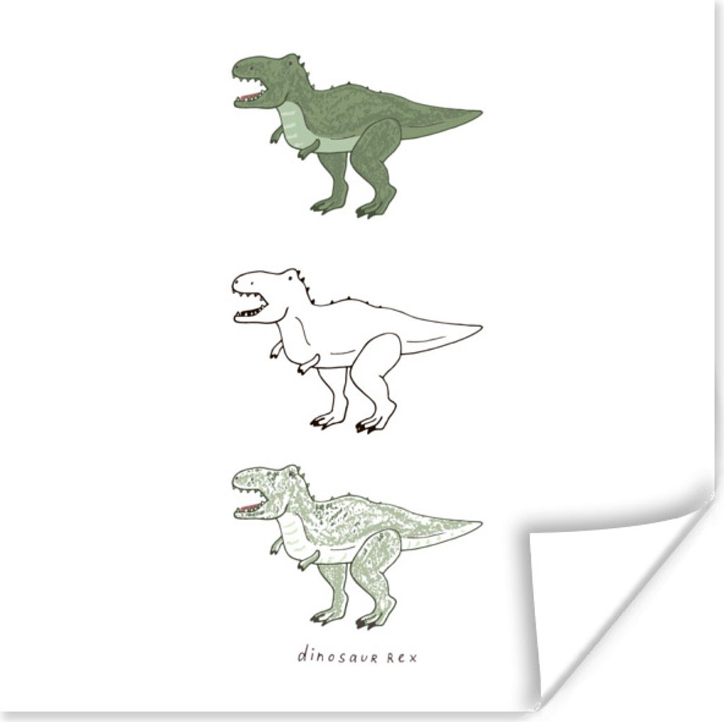 MuchoWow Poster Kinderzimmer - Farben - Dinosaurier - Junge - Mädchen - Kinder 100x100 cm - Babyzimmer