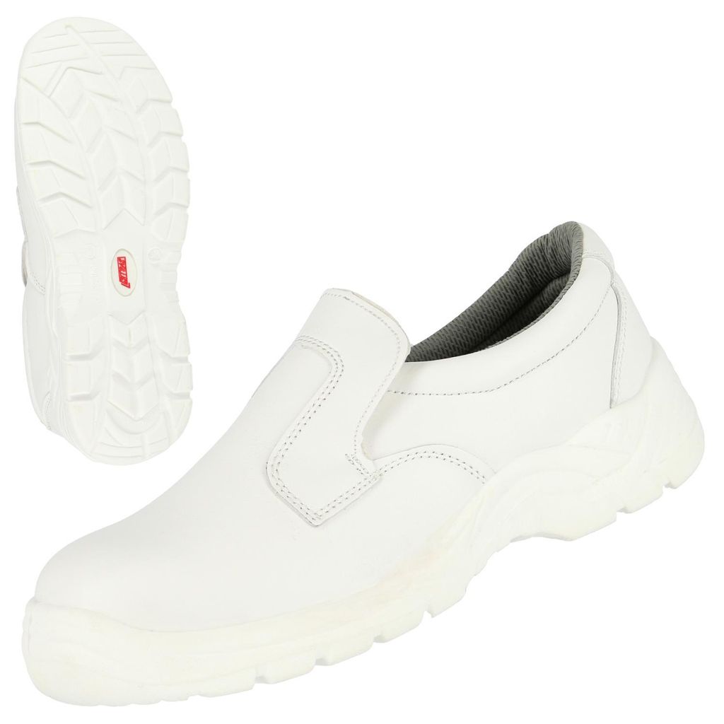 NITRAS CLEAN STEP SL, S2 Sicherheitsslipper, weiß, EN ISO 20345 Kunstleder | Packung (1 Paar)