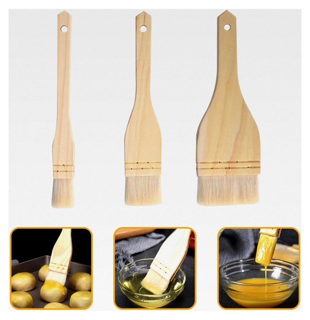 3 Stück Wollbürsten für Grill und Backen – Leichte und langlebige Küchenpinsel für BBQ, Brot und Pizza