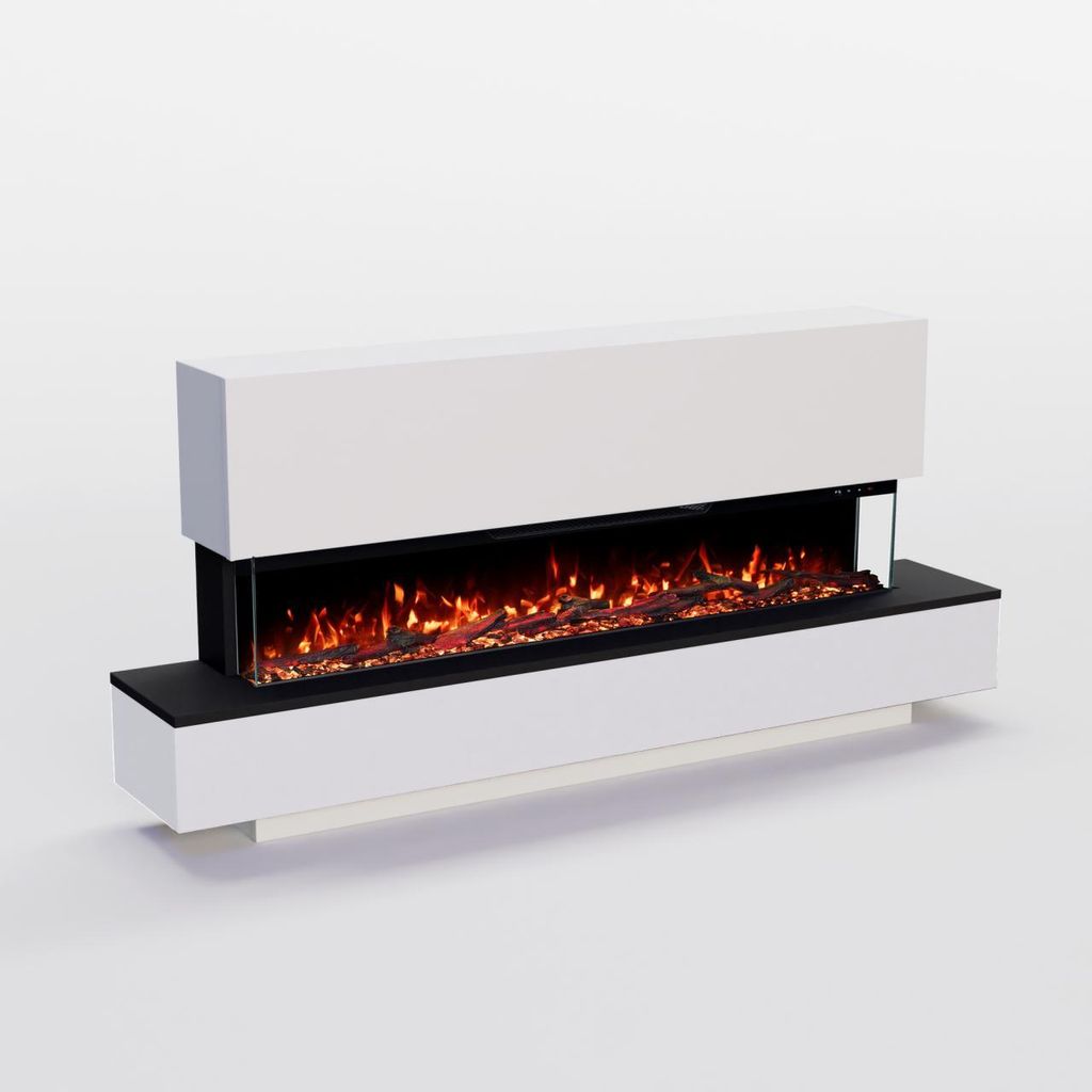 Glow Fire Elektrokamin 'Cobalt Standkamin 50' | Multicolor LED Wandkamin mit Heizung in weiss (1800W) | HxBxT: 75x156x29 cm