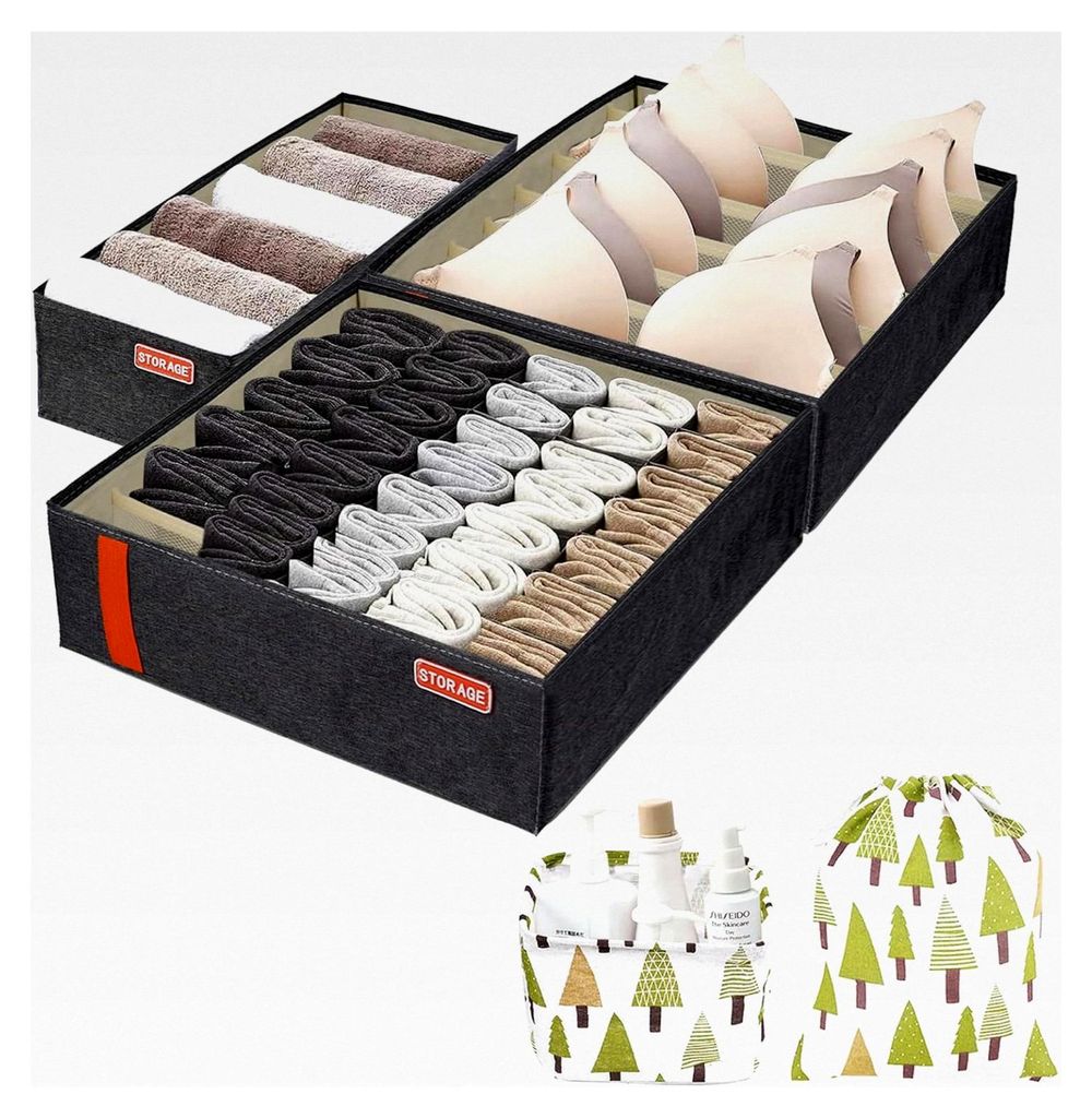 5 Stück Kleiderschrank Organizer, Aufbewahrungsbox für Unterwäsche, Faltbarer Schrank Organizer für Babykleidung, Unterwäsche, Socken