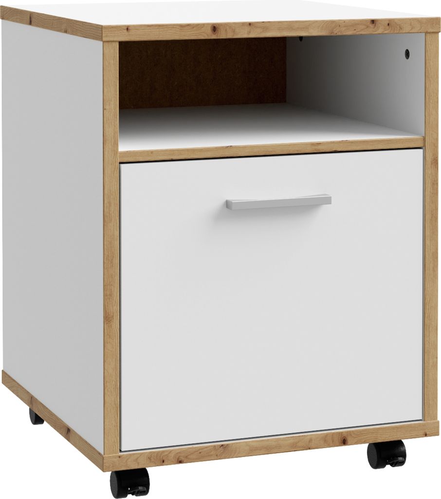 Furniture24 Rollcontainer Keflavik Kflk111-C881 Bürocontainer Weiß/Artisan Forte