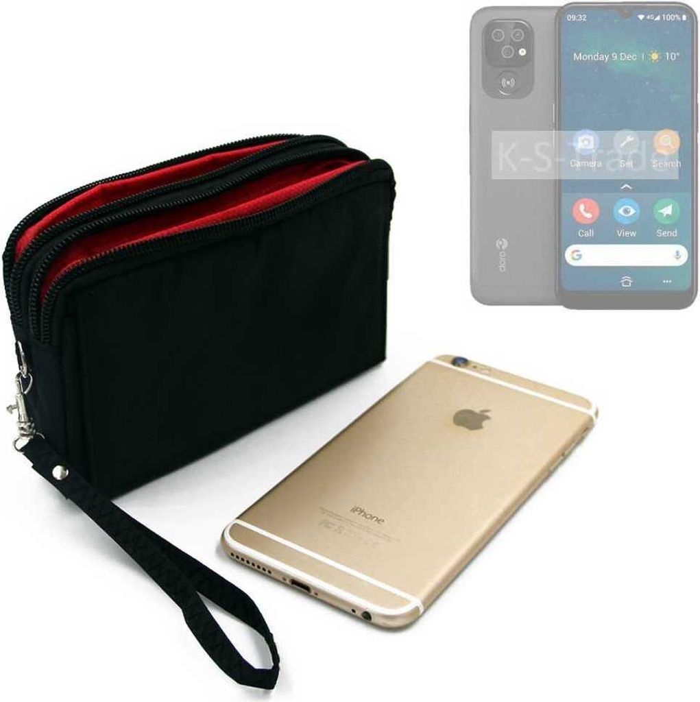 K-S-Trade Schutz Hülle Handy Hülle kompatibel mit Doro 8100 Gürteltasche Travelbag Handytasche mit Zusatzfächern, schwarz