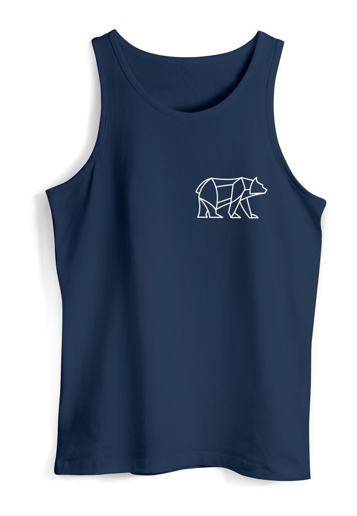 Herren Tank-Top Polygon Design Print Bär Natur Outdoor Fashion Streetstyle Muskelshirt Neverless Polygon 2 navy L
