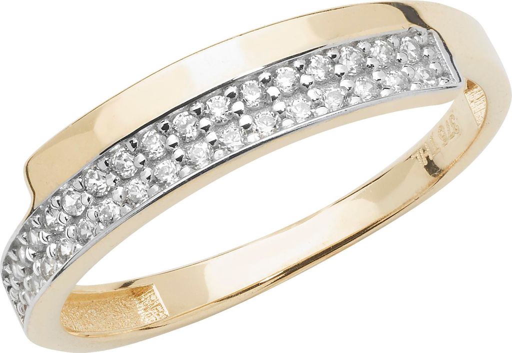 Edler 9 Karat (375) Gold Damen - Ring mit Zirkonia (synth.), 49 (15.6); TRS17064RSJ