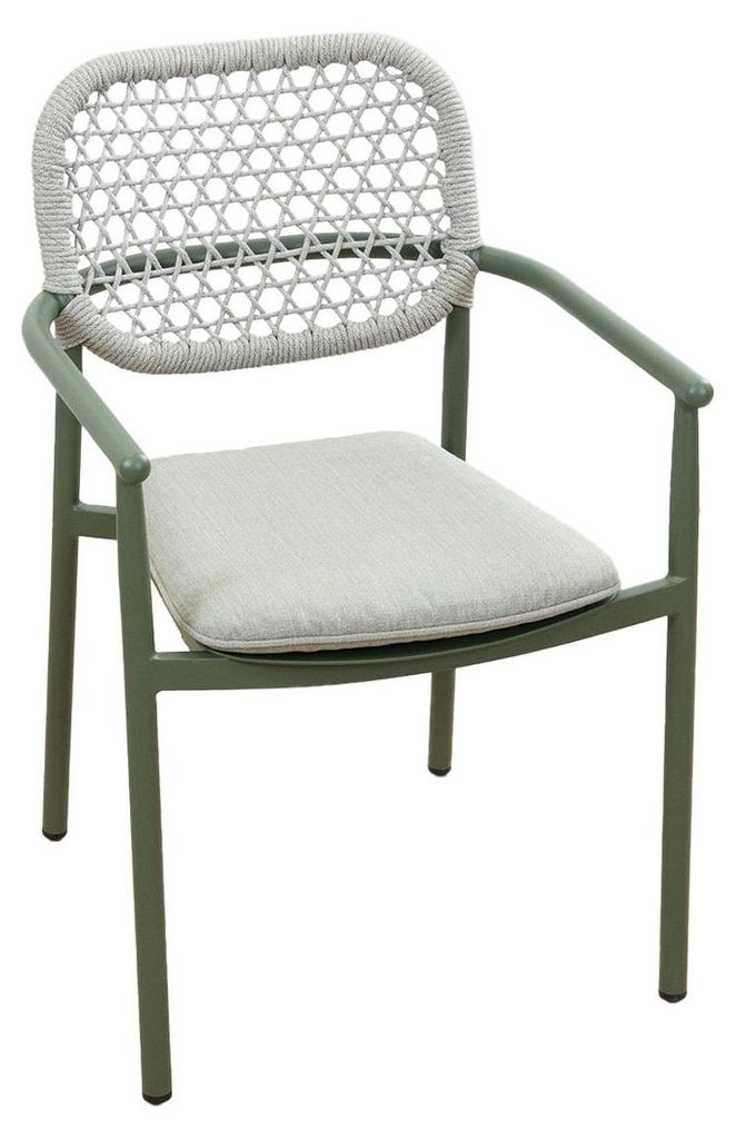 Stapelbarer Gartenstuhl Lecce | Grün | Aluminium und Rope