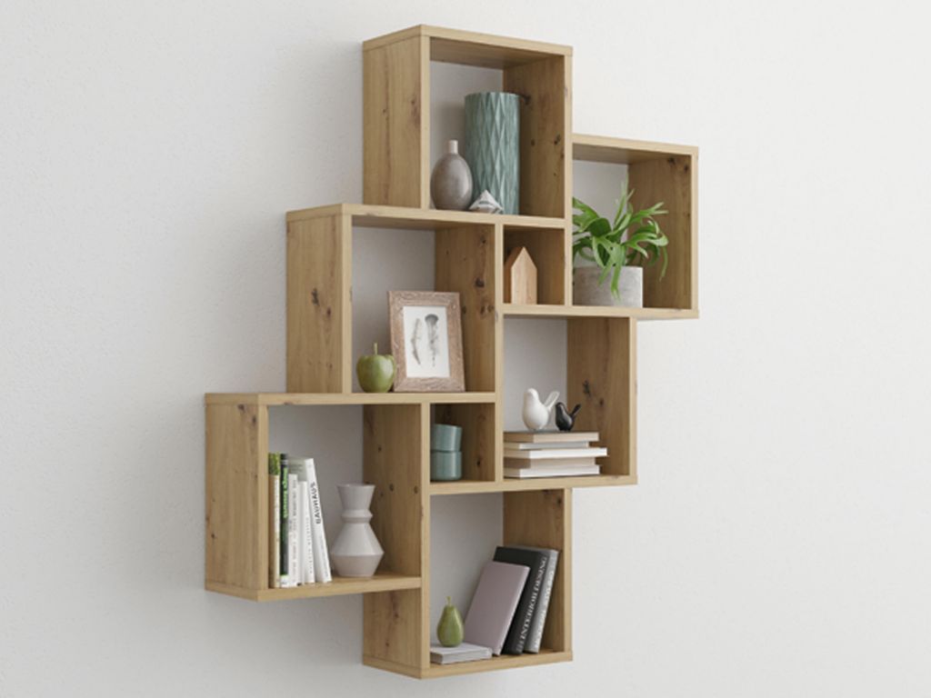 Wandregal Dekoregal Hängeregal Holzregal Bücherregal Regal "Annaliese I" Artisan Eiche