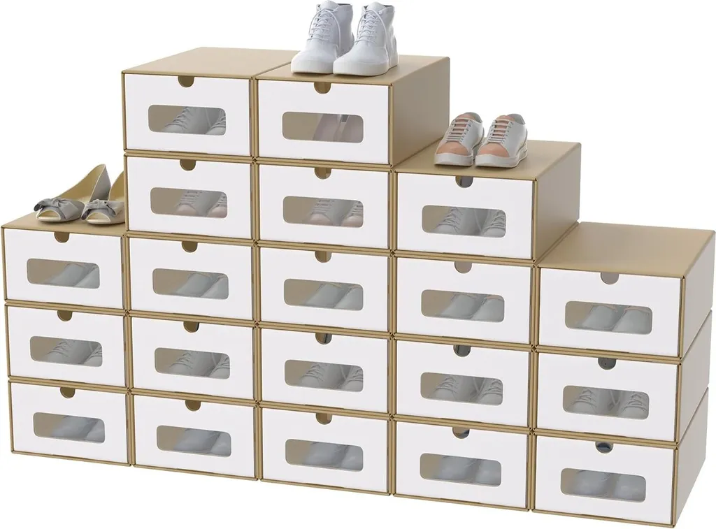 Lot de 20 boîtes de rangement tiroir empilables avec fenêtre visuelle