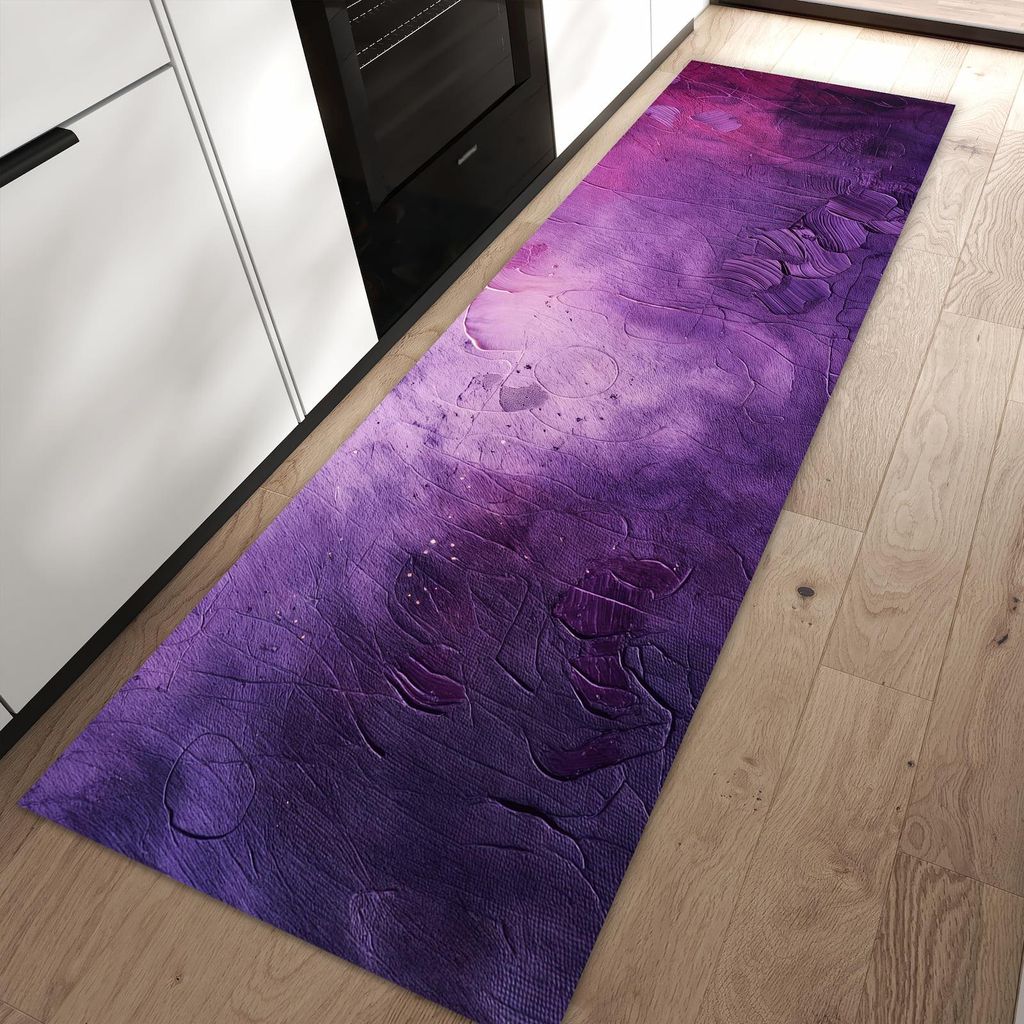 Küchenteppich 60x90cm rutschfest & abwischbar PVC Läufer - Textur Mischung Lila