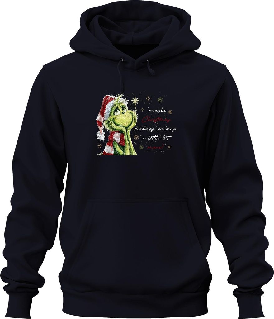 Grinch Santa Weihnachten maybe Christmas means a little bit more Uni Hoodie Kapuzenpullover, Navy, L