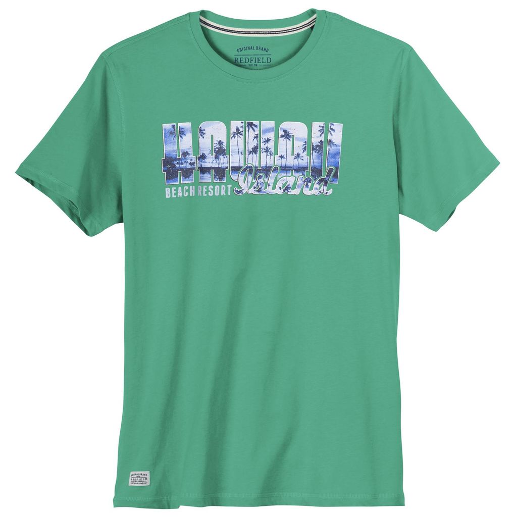 Redfield Übergrößen T-Shirt Print Hawaii grün