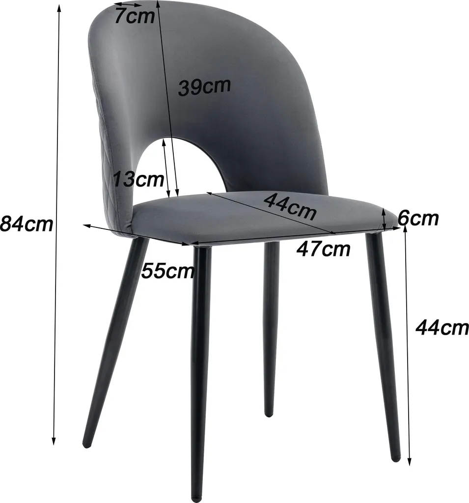 Fortuna Lai Ensemble Table 140x80 cm et 4 Chaises Velours Gris Moderne - 6
