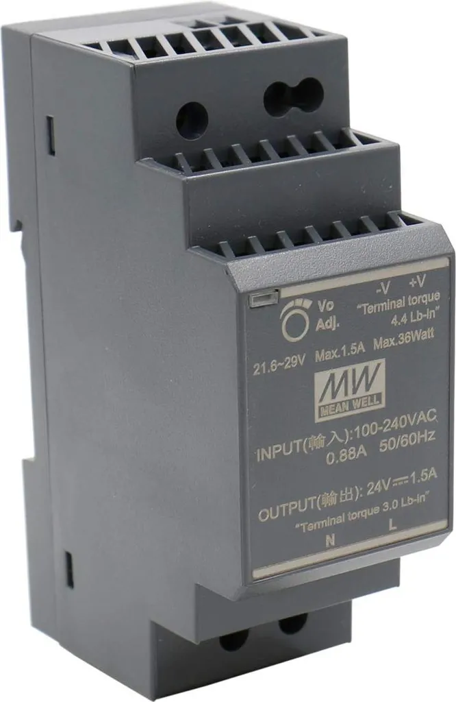 Alimentation Rail DIN MeanWell HDR-30-24 36W 24V 1.5A Ultra Compacte