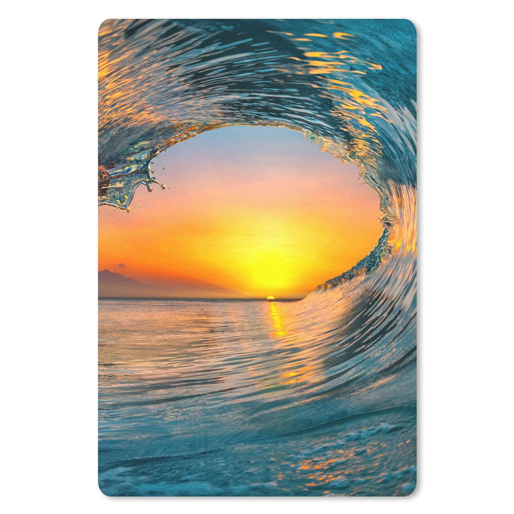MuchoWow Mauspad Mousepad Sonnenuntergang - Wasser - Welle - Orange 18x27 cm - Mousepads - Maus Mat - Pad - Mausunterlage