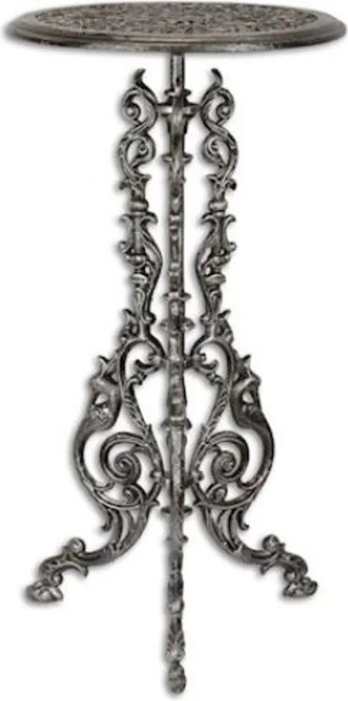 Casa Padrino Table d'Appoint Art Nouveau Argent Antique Ronde Fonte H69cm