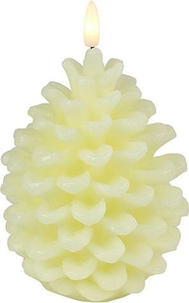 Countryfield LED-Kerze Tannenzapfen Creme Ø 10,5 × 13,5 cm, Echtwachs, Timer, IP20