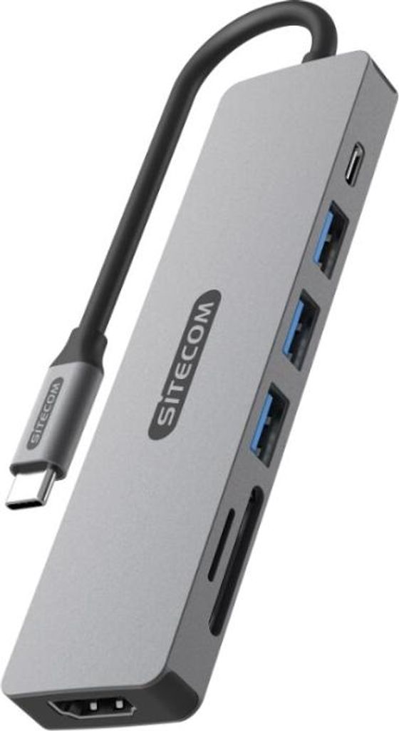 Sitecom 7-in-1 USB-C Stromversorgungs-Multiport-Adapter - 3x USB-A