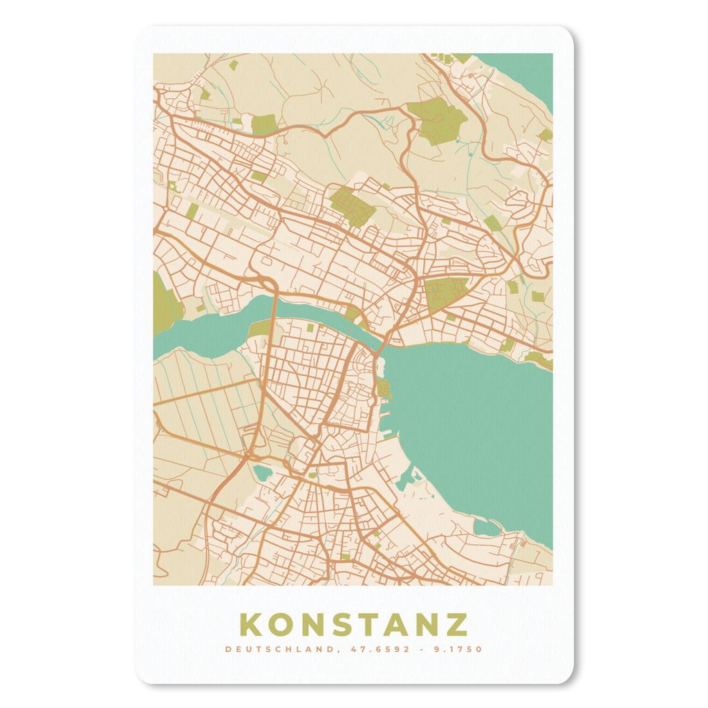 MuchoWow Mauspad Mousepad Karte - Konstanz - Vintage - Karte 18x27 cm - Mousepads - Maus Mat - Pad - Mausunterlage