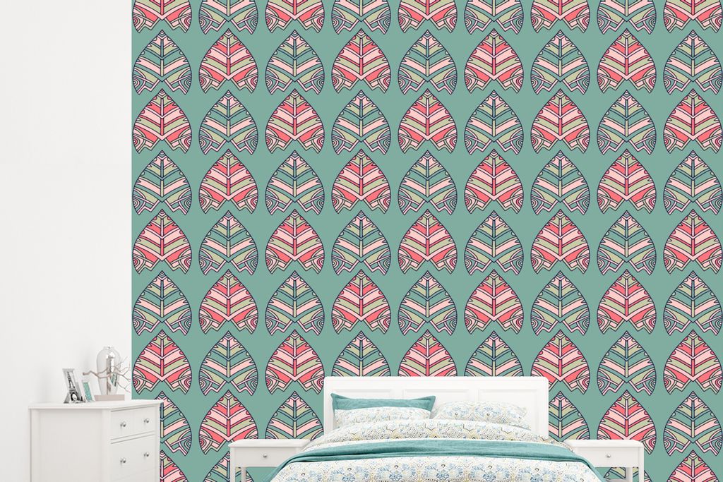 MuchoWow Fototapete für Wohnzimmer oder Schlafzimmer Wandtapete Vinyl Motivtapete Muster - Tribal - Retro - 245x220 cm - Gemustert