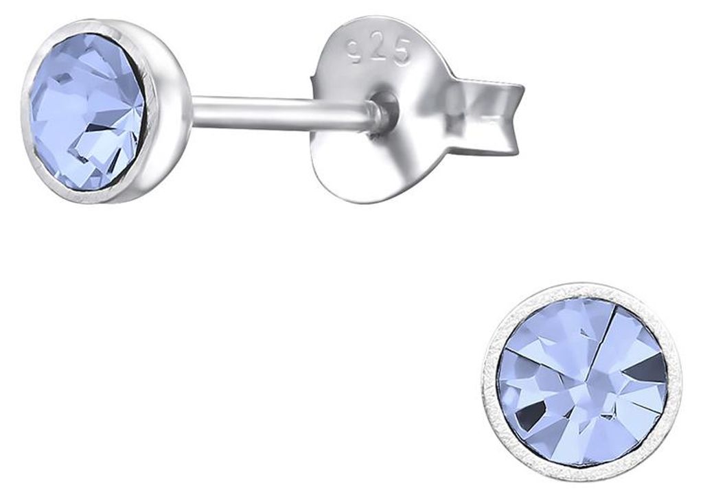 Kristall Ohrstecker: Runde Ohrringe Silber 925 Light Produktbild 