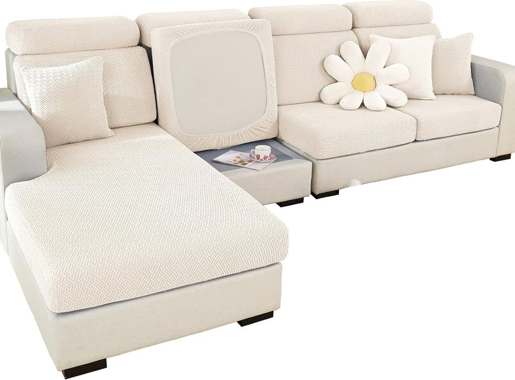 Sofa Sitzkissenbezug Stretch Sofabezug, Universal rutschfest Sofa Überzug Schonbezug für Sofakissen 1/2/3 Sitzer L-Förm Chaiselongue Möbelschut...