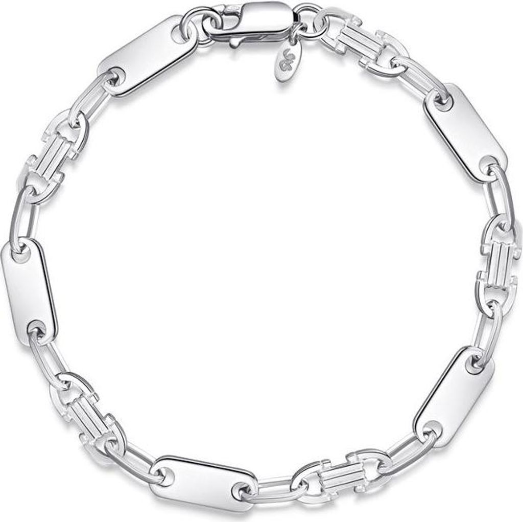 SILBERKETTEN STORE Plattenkette Armband (Steigbügelarmband) 6mm - 925 Silber - 24cm
