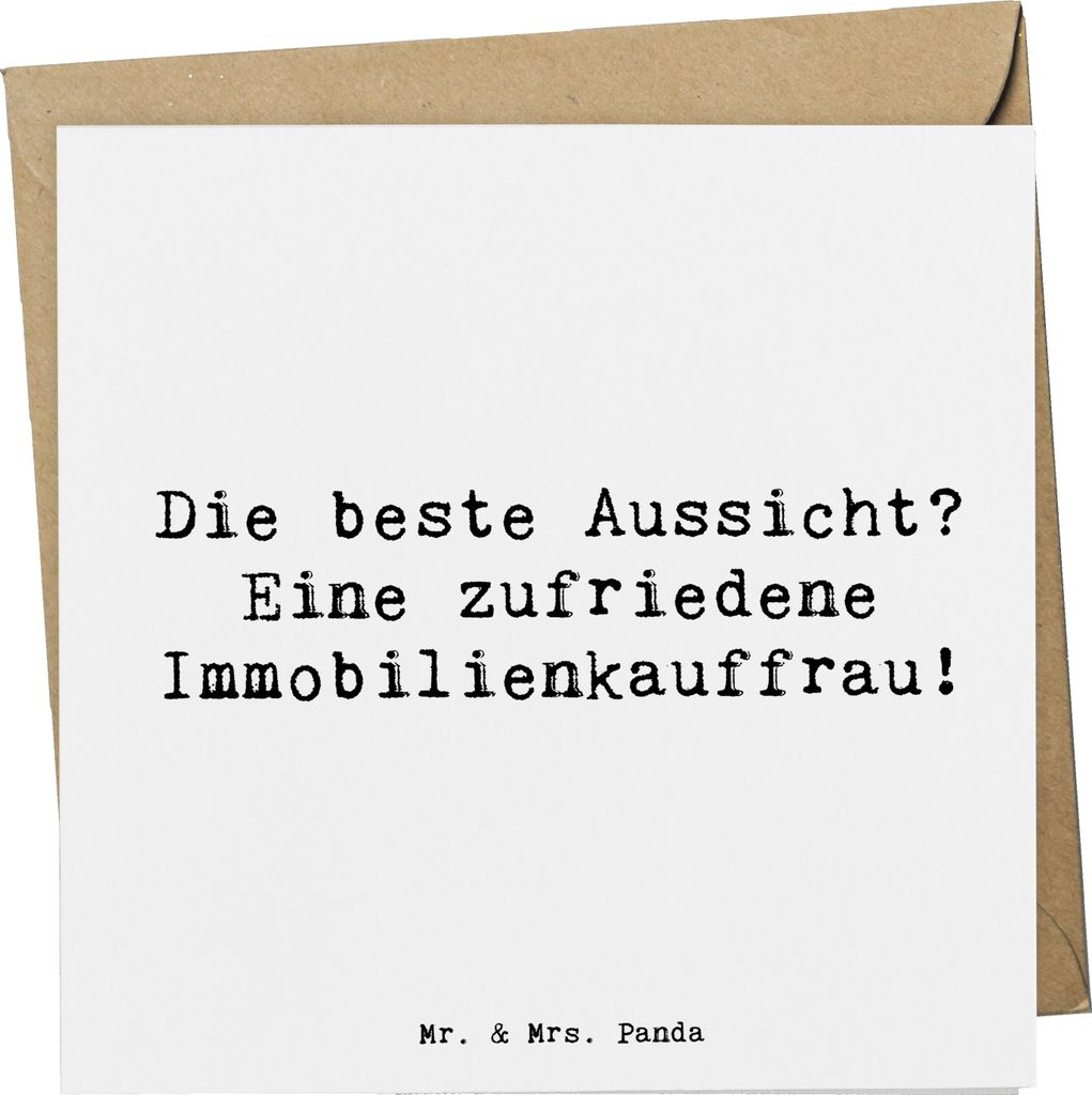 Mr. & Mrs. Panda Grußkarte Spruch Immobilienkauffrau Freude - Weiß - Geschenk, Kauf, Geschenke für Berufstätige, Besichtigung, Klappkarte, beru...