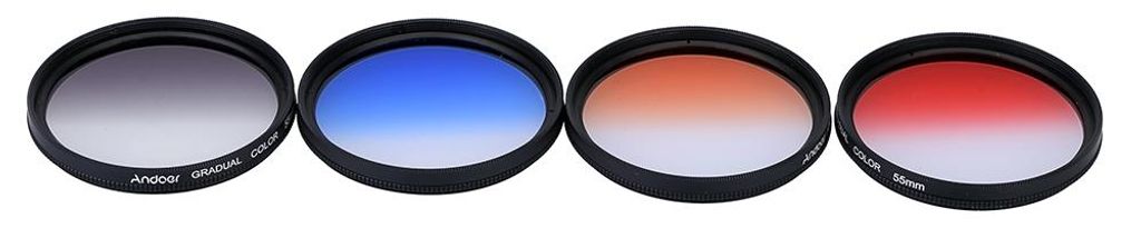 Andoer Professional 55mm GND studierte Filter Set GND4(0.6) grau blau Orange rot abgestuften Neutrale Dichte Filter fuer Canon Nikon DSLR 55mm Obje...