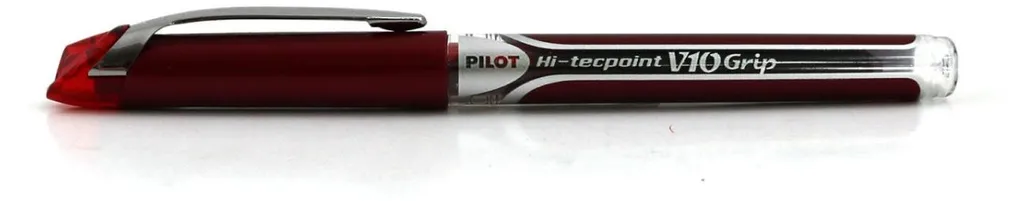 Pilot V10 Grip Rouge : Roller Pointe Large avec Grip Ergonomique x12