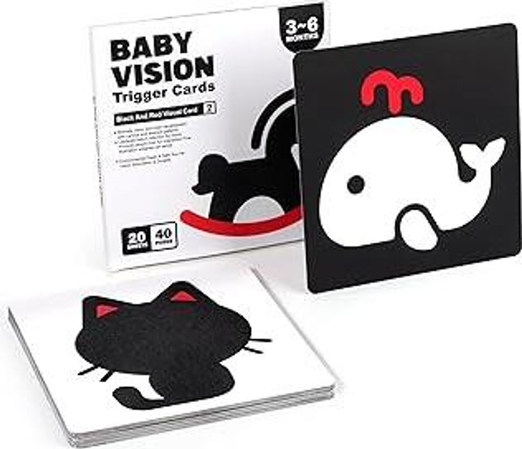 Kontrastkarten für Neugeborene Baby 3-6 Monate, Visual Stimulus Lernkarten Kontrastbuch Spielzeug, Schwarz Weiß Rot Flashcard Kleinkinder Sensory...