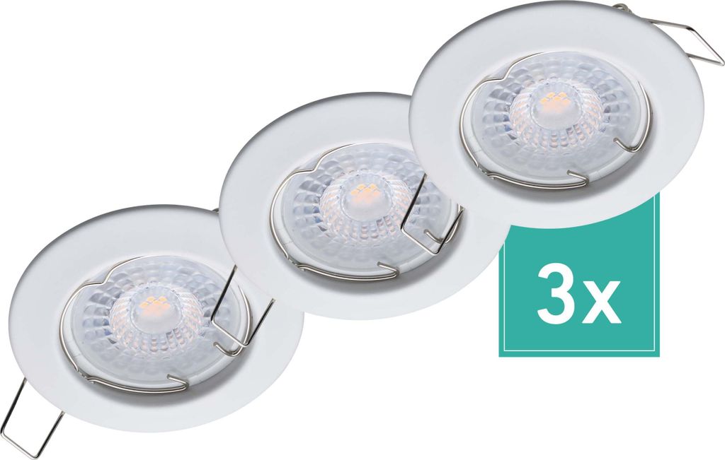 3er Set Oktaplex Einbaustrahler 3-Step dimmbar inkl. LED Modul 3.000K warmweiß - Deckenspots Weiß
