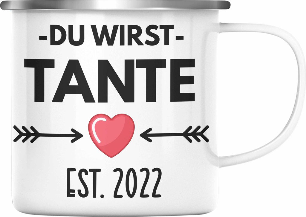 Trendation - Onkel Du Wirst Onkel 2022 Geschenk Schwangerschaft Verkünden Onkel Überraschung Baby Emaille Emaille Tasse (Silber)