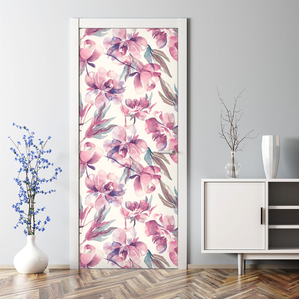 Dekorative Klebefolie selbstklebend Tapete Türposter dekoration Blumentraum Aquarell 70 x 200 cm