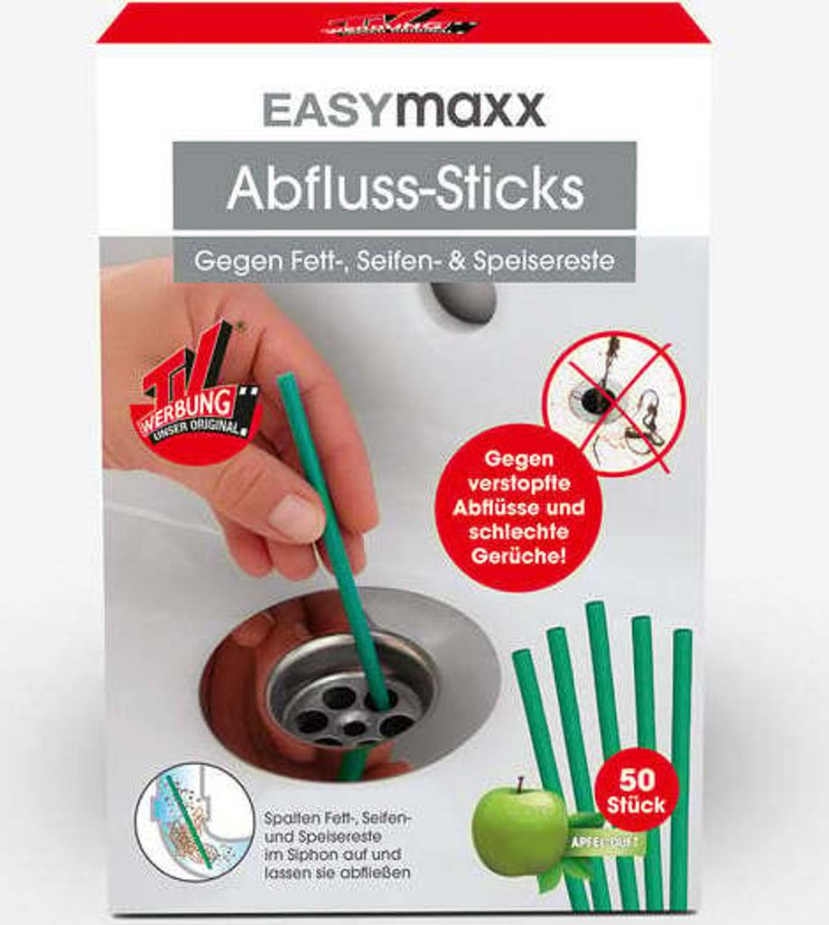 EASYmaxx Abflussreiniger-Sticks Apfel 50 Stück Produktbild 7