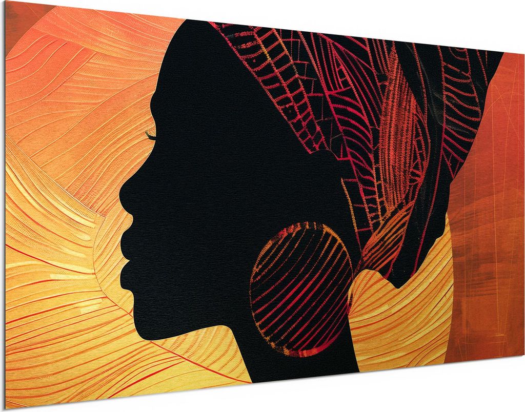 DEQORI Alu-Dibond Bild Gold 100x50 cm 'Königin der Sonne' Wandbild Metall dünn Design