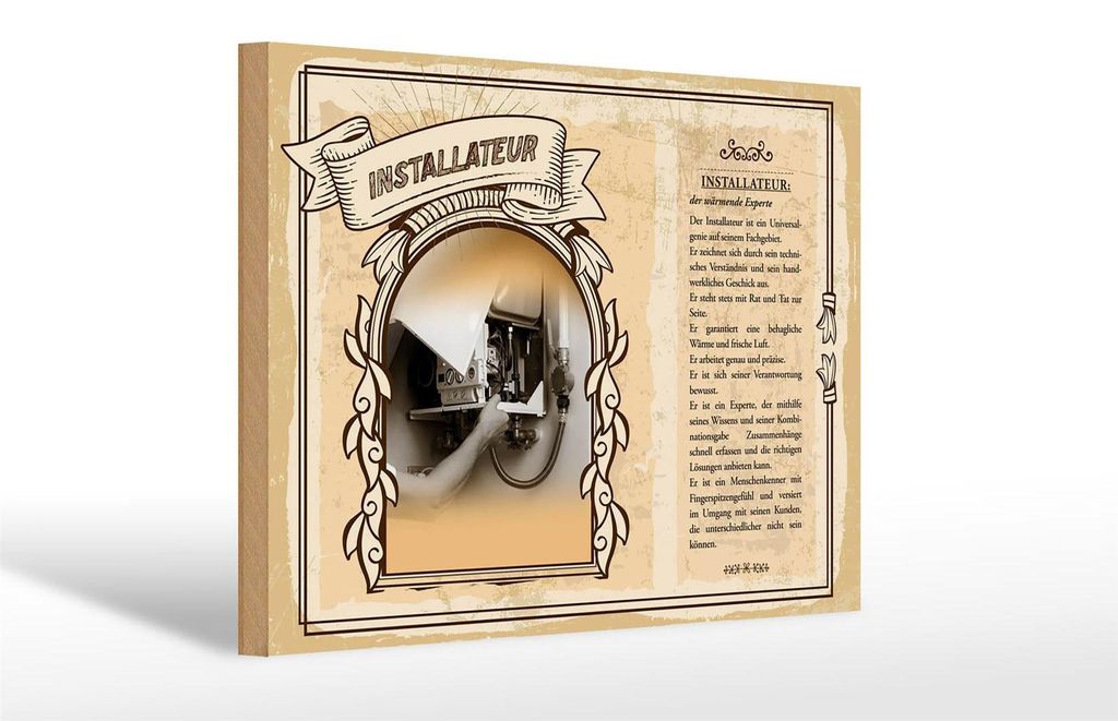 Holzschild Berufe 30x20cm Installateur Universalgenie