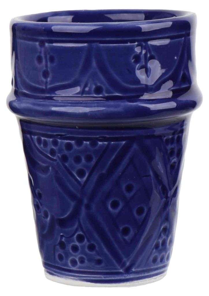NKlaus Cappuccino Kaffeebecher Marineblau 150 ml Keramik Tonbecher Relief