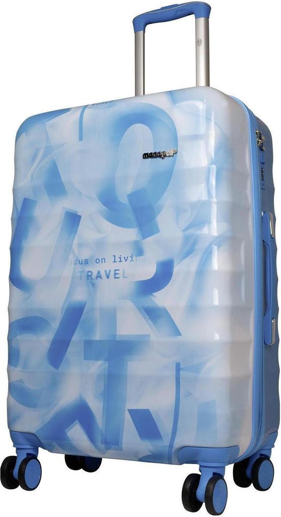 Hartschalen Trolley Koffer mit Dehnfalte - Revona Blau mit Weiß Gr. L