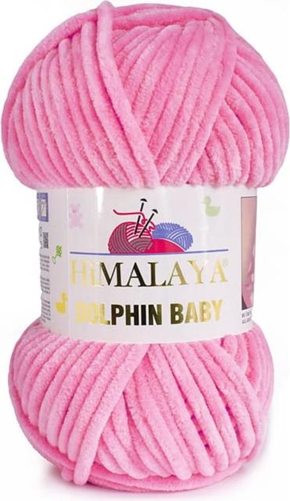 A ball of pink yarn with a label.