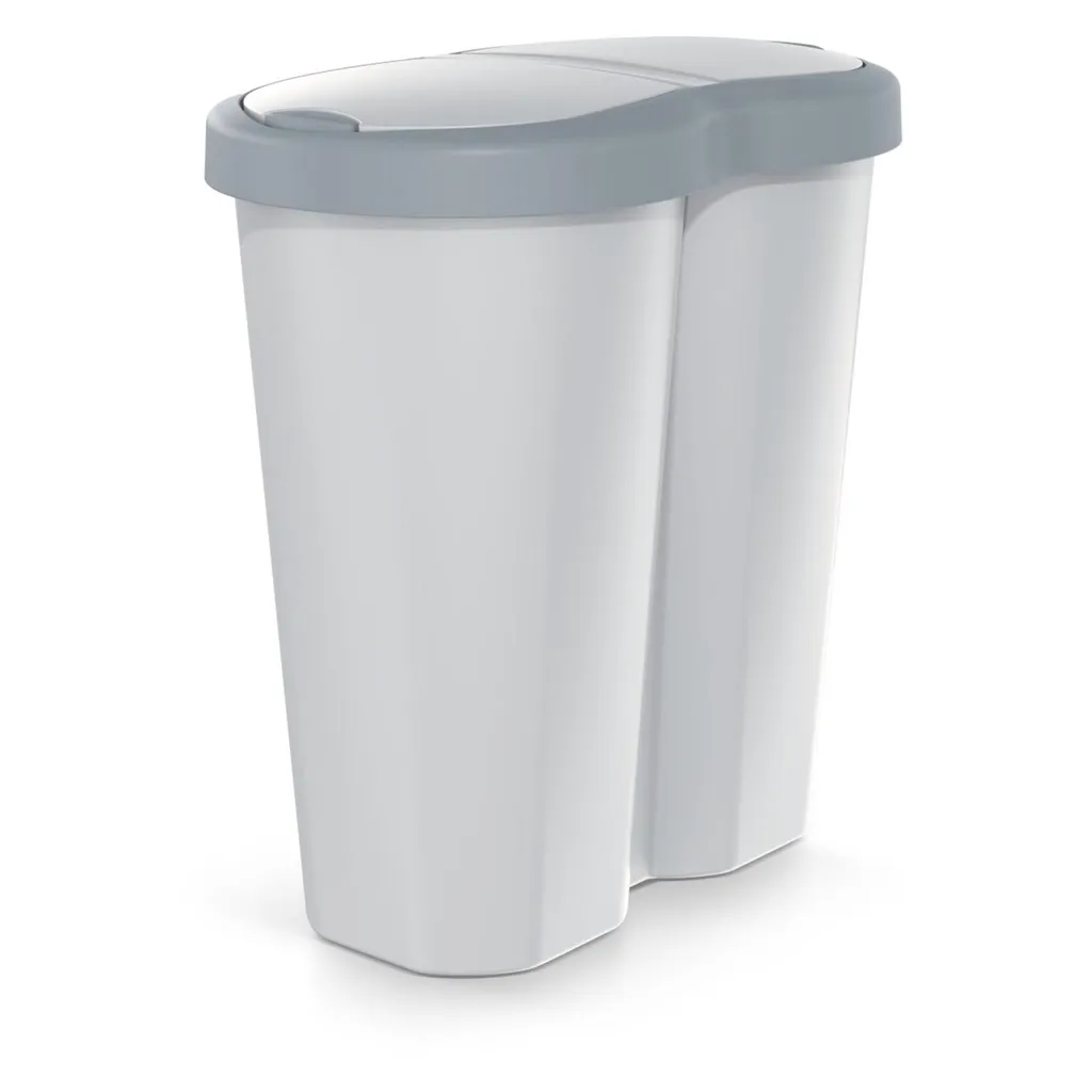 Poubelle de Cuisine 40L Compacta R Duo Gris avec Double Ouverture de Toit