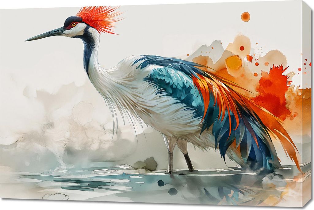 Bild 90x60cm Kranich in Aquarell