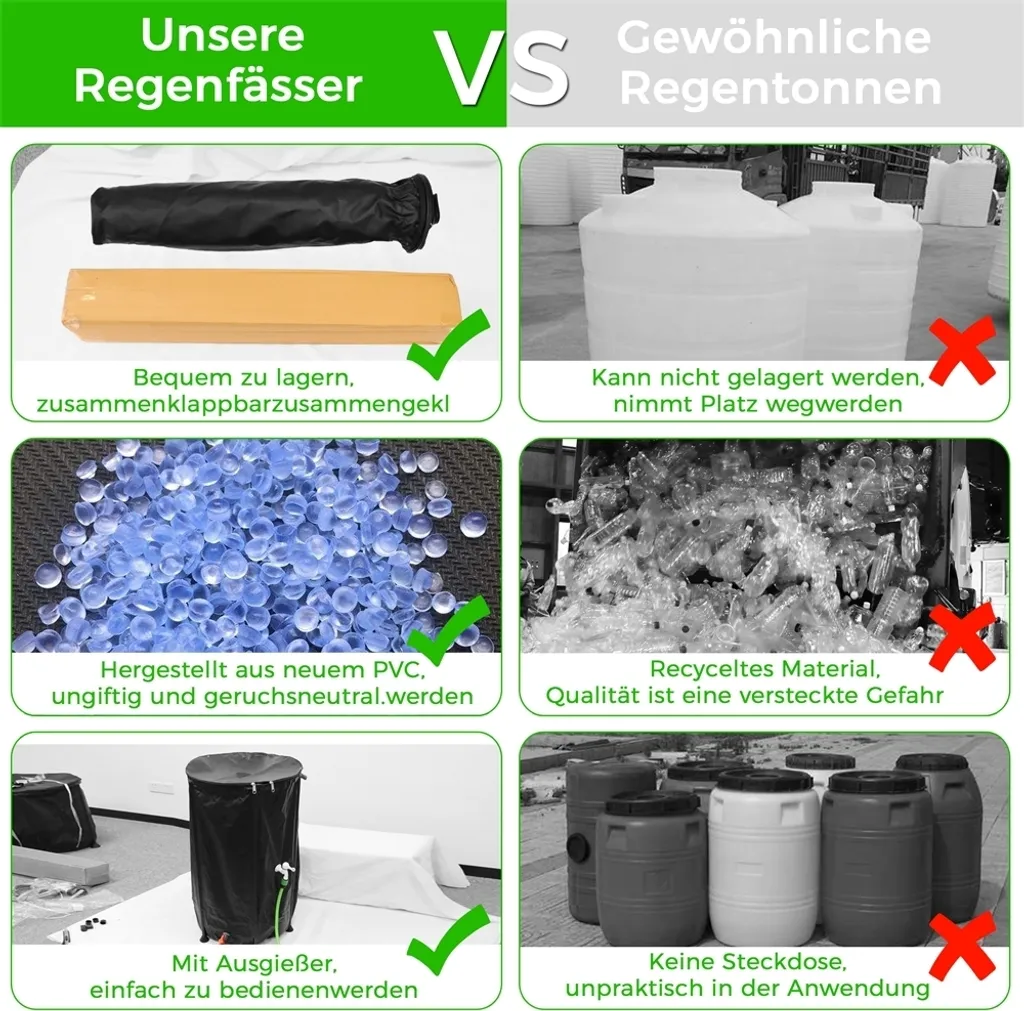 Mucola Tonneau de pluie 100L pliable : récupérateur d'eau compact vert