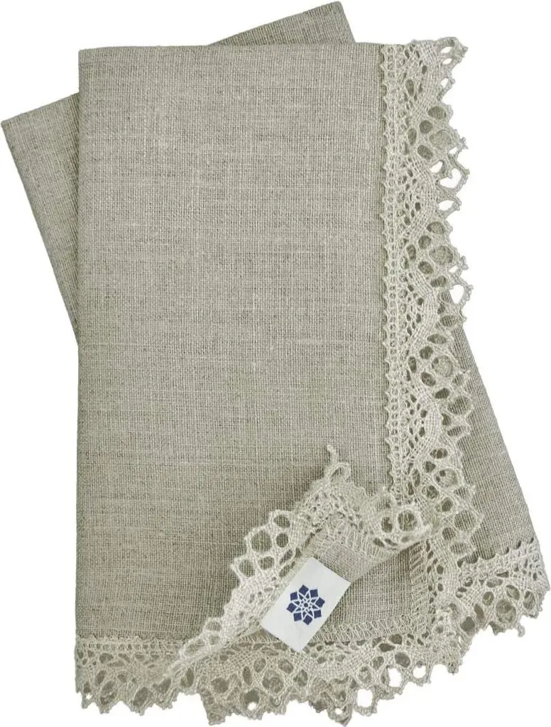 Serviettes de table en lin beige Celeste style Shabby Chic 39x39 cm