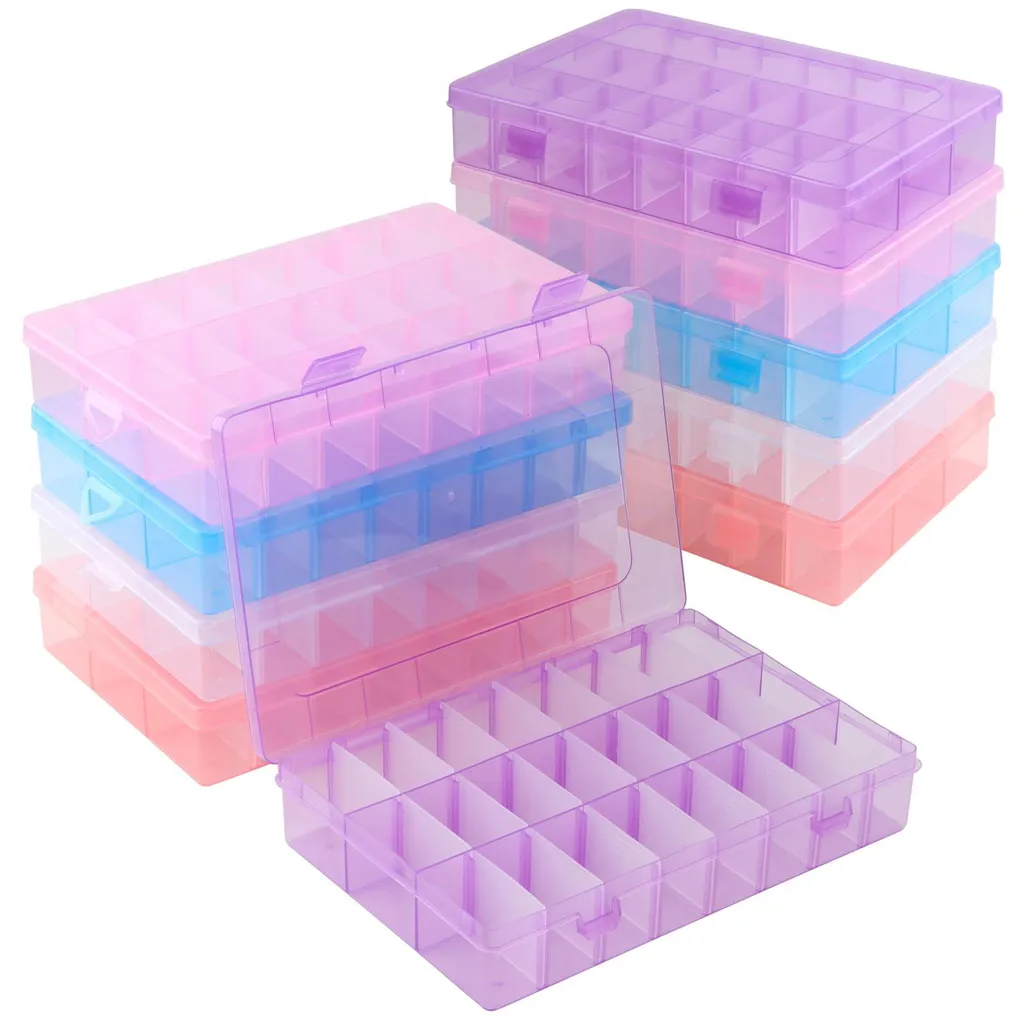 Rangement pour Perles et Petites Pièces avec 24 Cases - Set de 10 Pcs