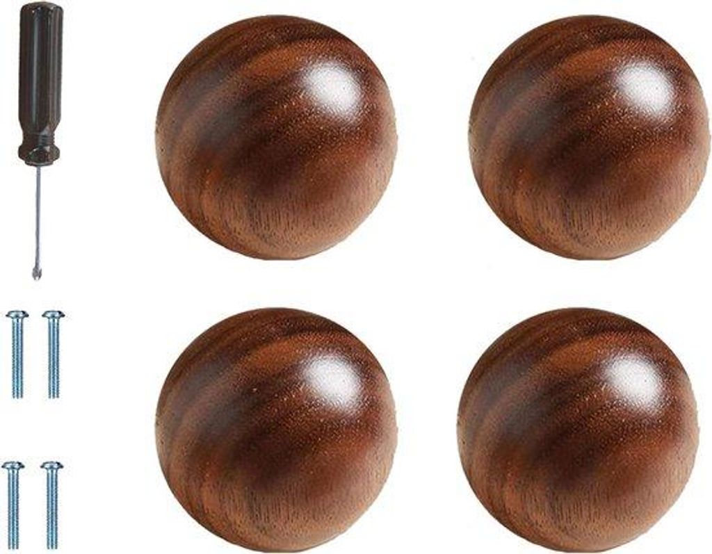 4 dunkle Holz Knöpfe für Küche Schrank