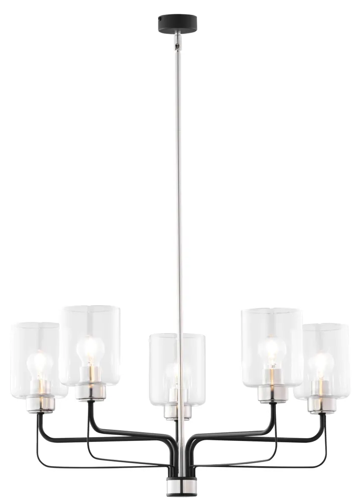 Grand Lustre araignée 5 lampes CERES Métal Noir et Nickelé Jupiter