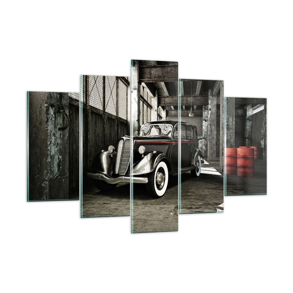 Bilder auf glas - Auto klassisch auto modell - 150x100cm - Glasbilder - Wandbilder - Kunstdruck - zum Aufhängen bereit - Wanddekoration aus Glas -...