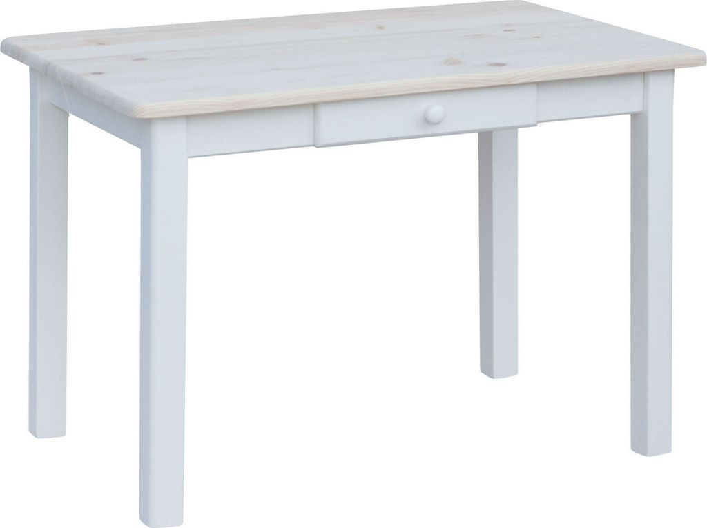 Tavolo bianco con cassetto in legno di pino massiccio con Immagine del prodotto 