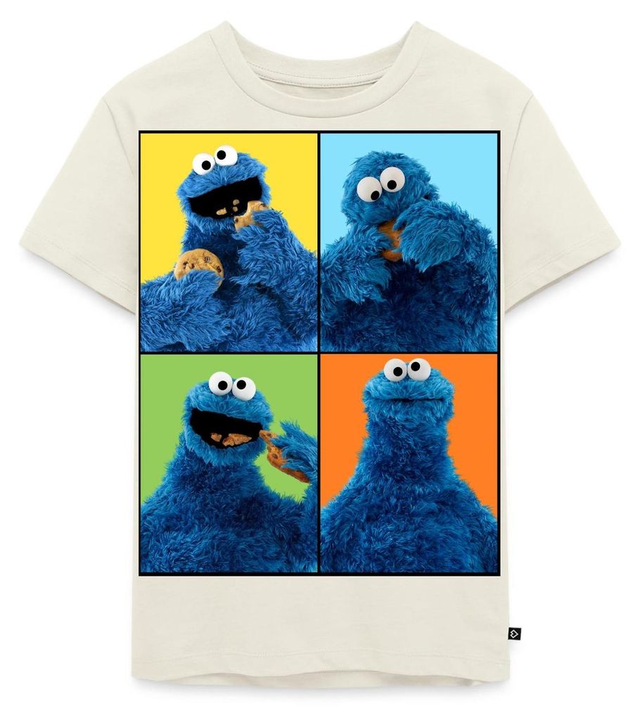 Spreadshirt Sesamstraße Krümelmonster Posen Kinder Premium T-Shirt, 134/140 (8 Jahre), Naturweiß