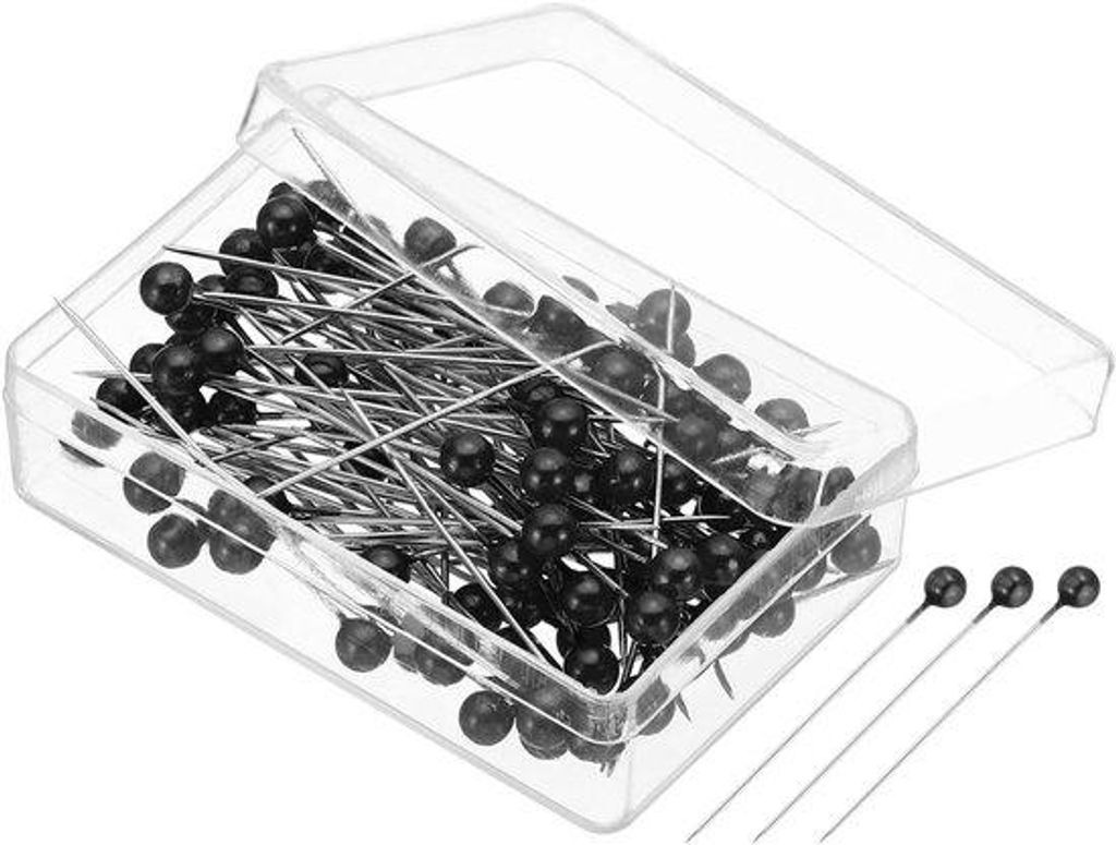 600 Stück schwarze glänzende Nähnadeln für Stoff - 1,57 Zoll Quiltnadel mit 0,17 Zoll einfacher zu greifender Nadelhalter - schwarze gerade Nad...